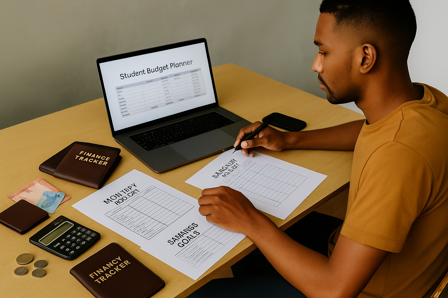 Student working on Budget Planner
