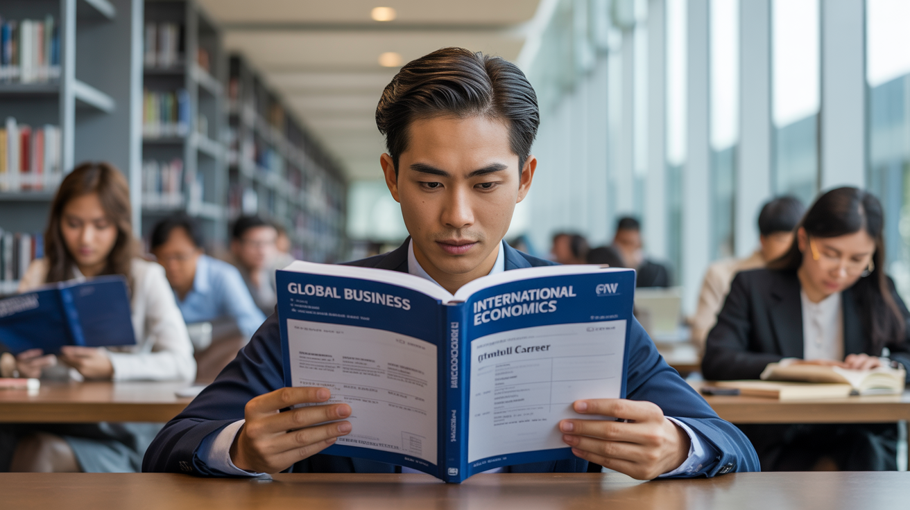 A student studying in library